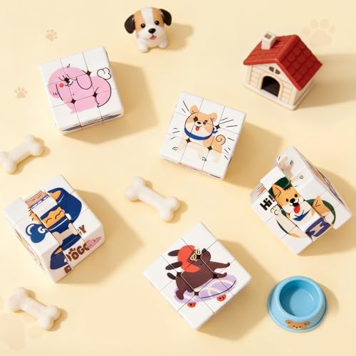12 Pack Premium Puppy Mini Cube Bulk, 1.18 Inch 3x3x3 Small Puzzle Cubes Surface Finish, Dog Themed Birthday Party Favors, Classroom Rewards Prizes, Easter Basket Fillers for Kids - Image 5