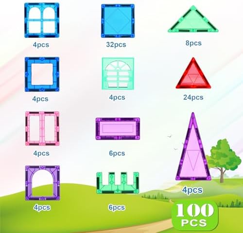 Mruikeny 100PCS Magnetic Tiles Kids Toys - Magnetic Building Blocks - Image 5