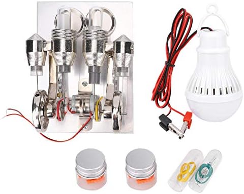 4 Cylinder Hot Air Stirling Engine Miniature Power Generator Colourful LED Flywheels Physics Lab Teaching Model - Image 2