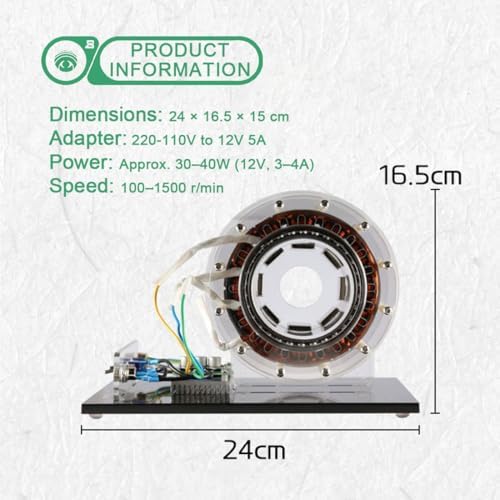 Shaftless Brushless Motor Demonstration Model, Open-Structure Electromagnetic Teaching Device with Adjustable Speed, Forward Reverse Rotation and STEM Engineering Display - Image 6