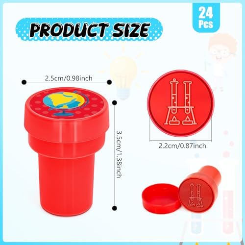 Cinrobiye 24 Pcs Science Stampers Party Favor Set, Cute Science Lab Stamps for Kids Birthday Party, Classroom Rewards, Educational Learning Toys, Goody Bag Fillers, STEM Party Supplies - Image 2