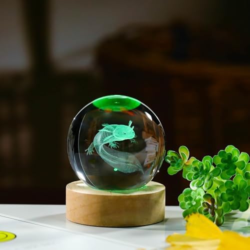 3D Axolotl Gifts for Women Crystals Ball 60mm- Axolotl Figurines Decor Glass Animals Figurine Animal Stuff for Room Birthday for Best Friend Lovers Keepsake Paperweight - Image 5