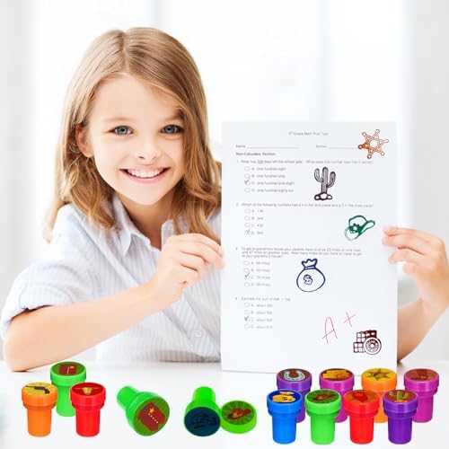 Cinrobiye 24 Pcs Western Cowboy Stampers Party Favor Set, Cute Cowboy Rodeo Stamps for Kids Birthday Party, Classroom Rewards, Carnival Prizes, Goody Bag Fillers, Western Themed Party Supplies - Image 5