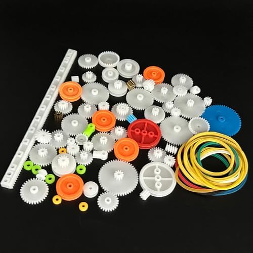 83PCS Small Gear Kit Plastic Gears Belt Pulley Single Gear Spindle Gear Small Motor Gears for DC Motor RC Car Robot Model Toy DIY Gear Replacement (83) - Image 2