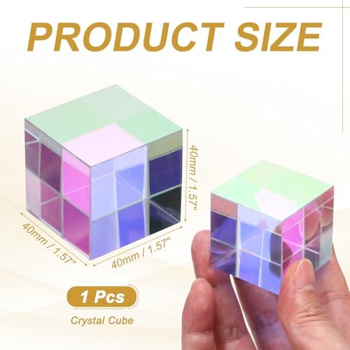 PATIKIL 1Pcs Cube Prism 40mm K9 Crystal Dispersion Prism AB Color - Image 2