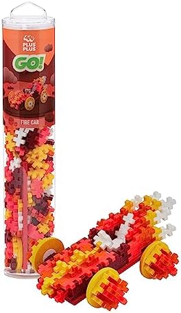 PLUS PLUS Color Cars Tube, Fire - Car Building Kit, 200 pc Hashtag Blocks by Plus-Plus