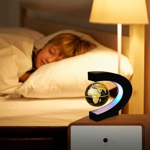 Magnetic Levitation Globe,Floating Rotating World Map Globe,Geographic globes Cool Gadget With Colored LED Lights and C Shape Anti Gravity ,Home/Office Desk Decor Display Stand,Gift for Kid/Student - Image 4