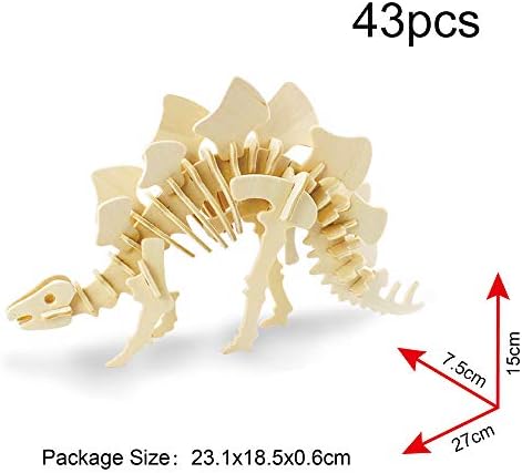 Georgie Porgy 3D Wooden Puzzles DIY Models Kits for Kids Dinosaur Airplane Woodcraft Construction Toys Pack of 6 (T-Rex Triceratops Spinosaurus Parasaurolophus Apatosaurus Stegosaurus) - Image 6