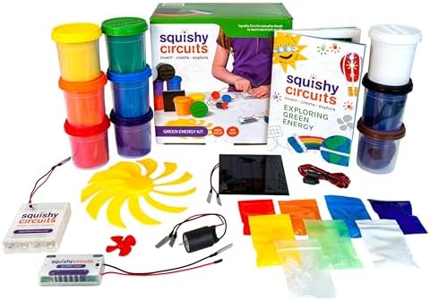 Squishy Circuits Green Engineering Kit - Explore Electrical Circuits, Solar Power, Wind Power and More with Play Dough - STEM Science Kits for Ages 8-12 by Squishy+Circuits