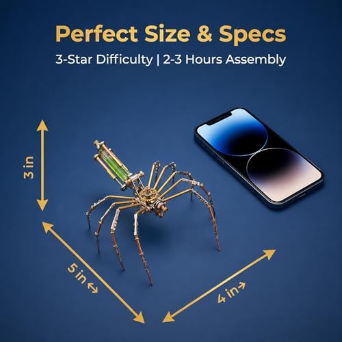 3D Metal Puzzles for Adults Teens-140+Pcs-Mechanical Spider Bee Insect Models-3 Hours to Build-Ideal for Birthday Gifts and Decorations(Mechanical Spider A) - Image 3