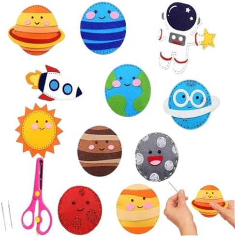 Sjfbebsy 11Pcs Sewing Kits for Kids 8-12, Felt Solar System Kids Sewing Kit Educational Beginners Space Kit for of All Ages by Unknown