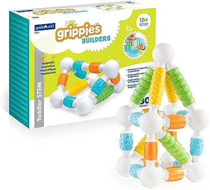 Guidecraft Grippies Builders - 30 Piece Set: Soft Grip Magnetic Building Set, Educational STEM Construction Toy for Toddlers by Unknown
