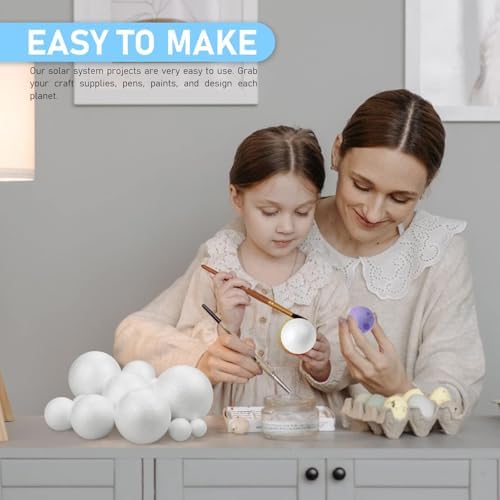 24PCS Solar System Model Foam Ball Project Kit, Planet Model Crafts Includes 14 Sized Polystyrene Spheres Balls, 9.5" Bamboo Sticks for School Science Projects - Image 5