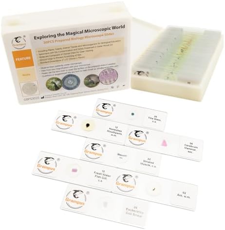 30 Prepared Microscope Slides with Specimens for Kids Students - Animals Plants Insects Microorganism, for Biological Science Lab, Children's Science Education, Homeschool by Unknown