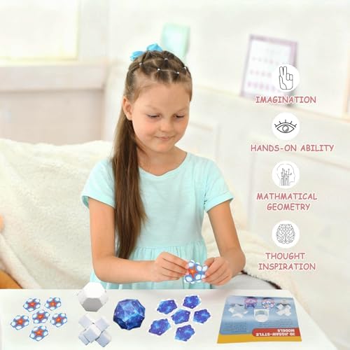 Foraineleyo Hands-On Math 3D Paper Folding Kit - STEM Origami Puzzle for Boys Girls Ages 6-12, Medium Level 3D Jigsaw-Style Models - Image 5