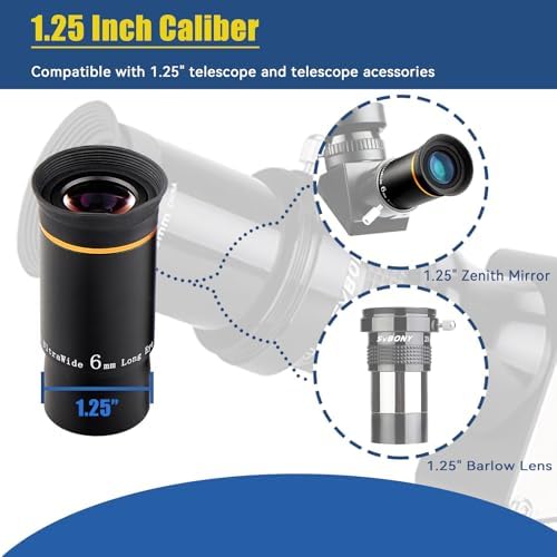SVBONY Telescope Eyepiece, Gold Line Eyepiece Set 6mm 9mm 15mm 20mm, 1.25" - Image 4