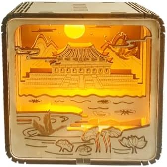 Wooden Carved Night Light 3D Three-Dimensional Puzzle Wooden Craft Decoration, Moonlit Landmark of The Forbidden City, Cultural and Creative Gifts - Image 4