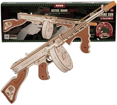 ROKR 3D Wooden Puzzles for Adults-Rubber Band Toy Tommy Gun-Model Kits to Build for Adults-Wood Puzzles Adult-Hobbies for Men-Gift Idea for Christmas by ROKR-InterestingSmartPuzzleToys