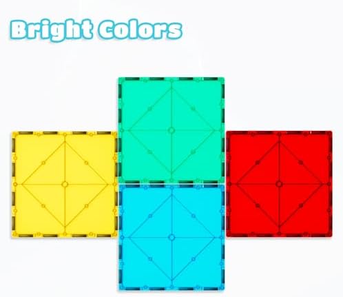 Bmag 4 Piece Magnetic Tiles Large Square, Magnet 3D Building Blocks Expansion Set for Kids, STEM Preschool Learning Kit Educational Playset Construction Toys for Boys Girls Ages 3+ - Image 3