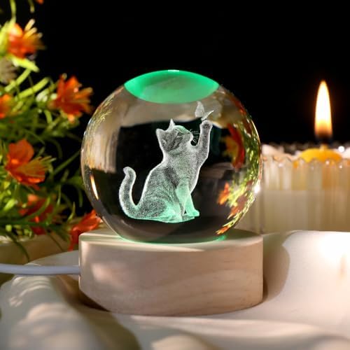 Cat Lover Gifts for Women 3D Cat Crystal Ball - Image 2