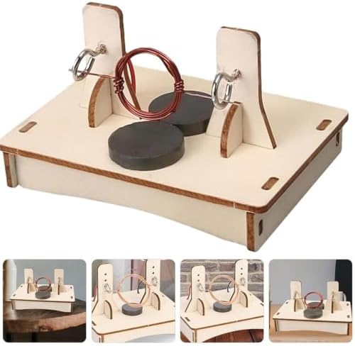 Wooden Frame DIY DC Motor Assembly Kit, Magnet Metal Coil Electromagnetic Rotation Energy Conversion Physics Lab Equipment - Image 4