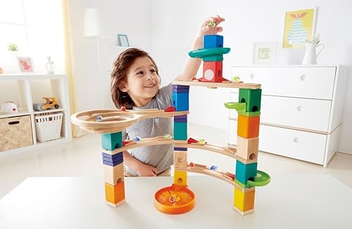 Hape Quadrilla Cliffhanger Wooden Marble Run Blocks | Marble Maze Run Set, Early Educational STEM Development Building Toys for Kids, Multicolor, Model:E6020 - Image 2