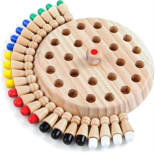Wooden Memory Chess Board Game: Color Wooden Memory Chess Game for Brain Train for Kids Toddler Learning Educational Toys - Montessori Learning Toys for 3 4 5 6 7 8+ Year Old Boy Girl Gift by Unknown