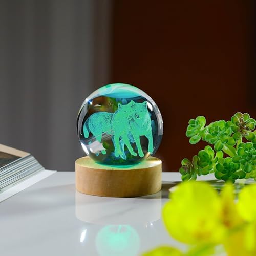 3D Wolf Crystal Ball 60mm - Figurines Decor Glass Animals for Women, Anniversary Birthday Gift for Best Friend, Wolf Lovers Keepsake Paperweight - Image 6