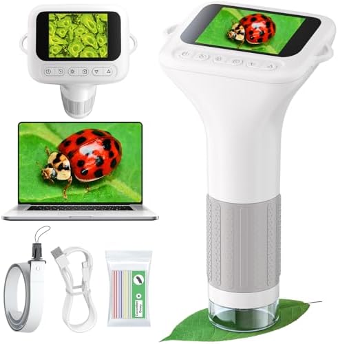 Odatay 1000X Digital Kids Microscope Kit with 12 Slides & 2" Screen, White by Odatay