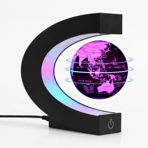 Magnetic Floating Globe with 7 Colors LED Lights, 360° Rotating Lamp, STEM Geography, Gift for Men, Husband, Father, Kids, Birthday or Holiday by BEBEVOGUE