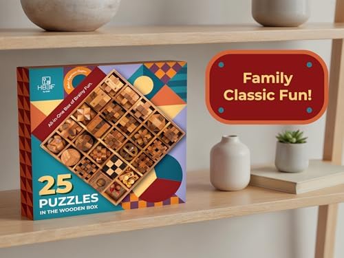 BSIRI 25 in 1 Wooden Brain Teaser Puzzles for Adults and Teens Interlocking 3D Mini Wood Mind Games Hand and Mind Puzzle Teasers Assembly & Disentanglement Set Toys Coffee Table Games Gift - Image 6