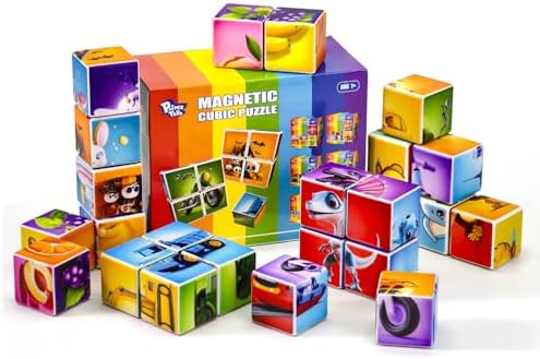 Pairez Toys Magnetic Building Blocks for Toddlers, 6 Theme Puzzle Cube Sets by PairezToys