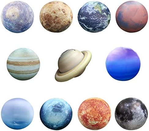 Inflatable Space Planets Solar System Set- 8 Planets +Pluto+Sun and Moon-11 Pieces, Astronomy for Education Galaxy Space Theme Party Decoration (11 Balloons, 40 inches) by Vinfgoes