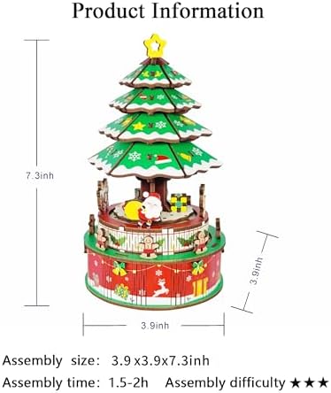 3D Puzzles for Adults Christmas Tree DIY Rotating Music Box Kit Mechanical Model Boys and Girls Birthday Gifts（Christmas Tree ） - Image 6