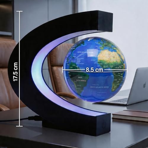 Magnetic Levitation Floating Rotating World Globe with LED Frame Lights, C Shape Levitating Globe, Touch Switch Night Light, Cool Tech Gifts for Men Dad Boys Kids, Office Desk Decor and STEM Gift - Image 6