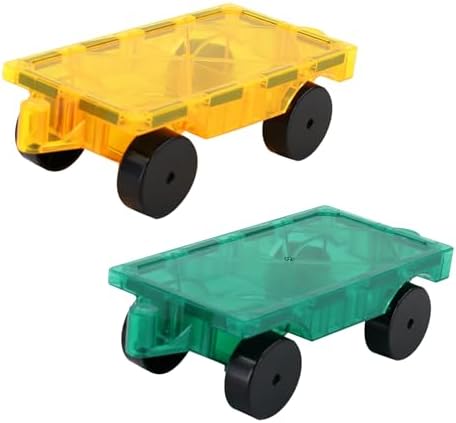 Magnetic Tiles Car Set Truck Kit Toy with Stronger Magnets, Educational Magnet Cars with Re-Enforced Hitch and Long Bed for Girls Boys Toddler Ages 3+ (Green & Yellow) by NEOFORMERS