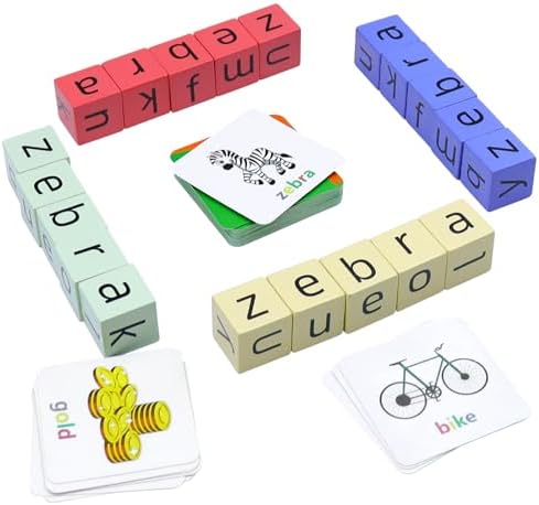 Spelling Games for Kids Ages 3-6, CVC Word Matching Letter Game, Phonics Learning Toy with 54 Flash Cards for Preschool Boys Girls by Humerry