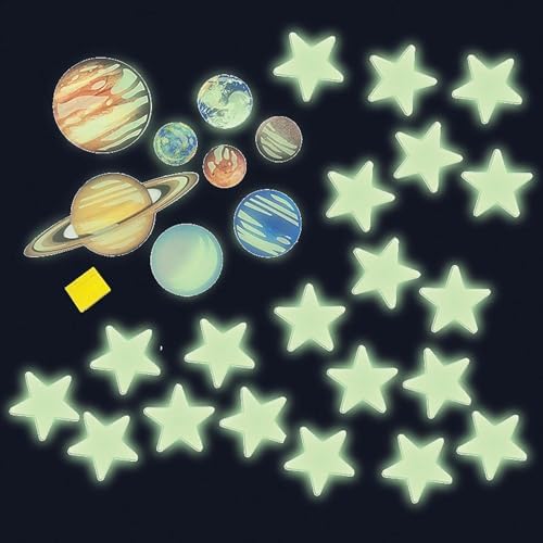 4M Glow Planets & Nova Stars - 20 Glow-in-The-Dark Ceiling & Wall Stick-Ons - Image 2