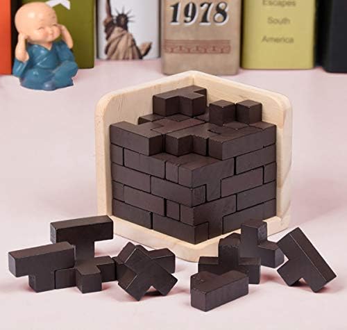 AHYUAN Wooden Brain Teaser Puzzles Cube Stocking Stuffers Wooden Puzzles T-Shaped Jigsaw Logic Puzzle Educational Games Toy for Kids and Adults (Coffee) - Image 3