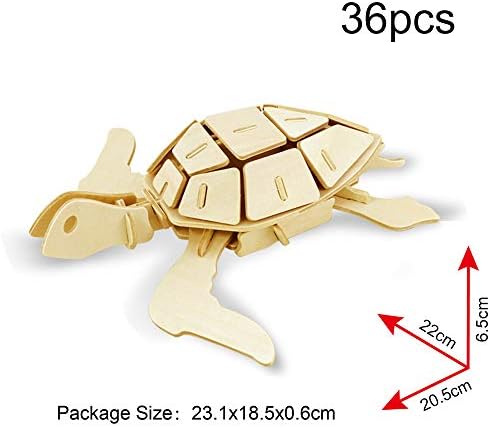 Georgie Porgy 3D Wooden Puzzles for Kids Toys Construction Woodcraft Kits DIY Model Puzzle Kits Birthday Gifts Pack of 3 (Bee Shark Sea Turtle) - Image 4