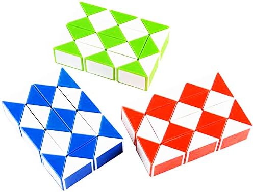 The Dreidel Company 3-Pack Snake Cube Three Assorted Colors Twist Puzzle Magic Snake Sensory Fidget Toys Collection Brain Teaser Party Favors Game for Kids Adults Teens, 3.25" x 2.25" (3-Pack) - Image 3