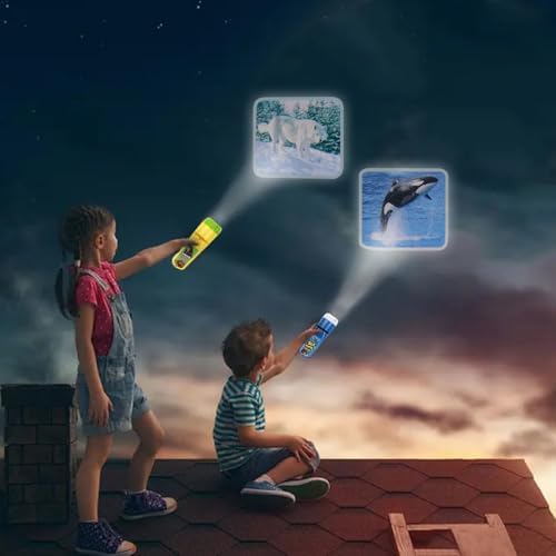 Georgie Porgy Children Projector Toys Educational Science Set Wall Ceiling Tent Torch Flashlight for Kids Gifts for Boys Girls (Wild Animal + Sea World) - Image 2