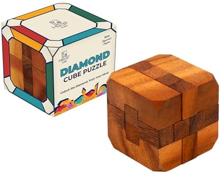 BSIRI Games Gifts and Brain Teaser Puzzles for Adults Classic Diamond Cube Puzzle Wooden 3D Puzzle Games to Challenge Mind for Fun and Educational Game by HB3FbyBSIRI
