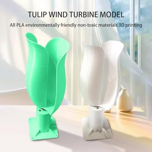 Permanent Magnet Brushless Wind Turbine Model 20W Tulip Type Vertical Wind Power Generation 1~12V Low Noise Home/Outdoor Easy Installation(2pcs(green+white)) - Image 6