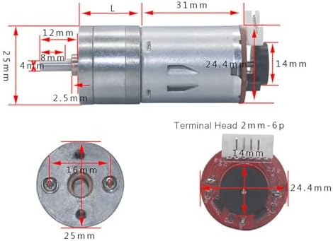 Gear Motor, High-Precision Metal Encoder Motor with Mounting Bracket 65mm Wheel Kit DC12V for Robotics Smart Car DIY Projects - Image 4