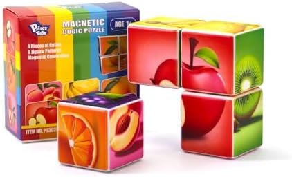 Pairez Toys Magnetic Blocks Toddler Toys, 1.65 inch Large Building Cubes for Kids Boys & Girls Age 1+, Fruit Magnet Puzzle Cubes, Preschool Educational Brain Teaser Toys - Image 2
