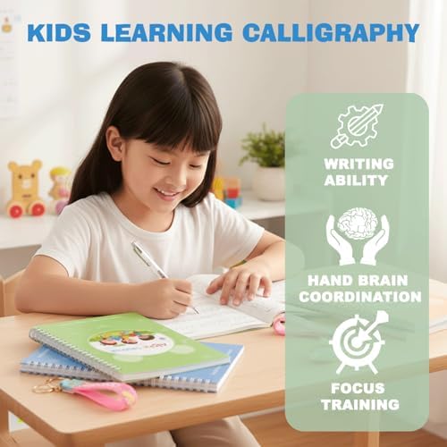 Magic Grooved Writing Practice for Kids Age 3-5 - Grooved Writing Books for Kids 3-5 - Reusable Handwriting Workbooks - Preschool Tracing Books, Disappearing Ink Pens & Grips - Great Gifts for Kids - Image 2