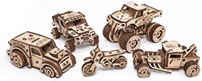 EWA Eco-Wood-Art Vehicles Set 5-in-1 Wooden 3D Puzzle, Mechanical 3D Puzzles for Adults, 364-Piece, with Wind-Up Rubber-Band Motors - Image 7