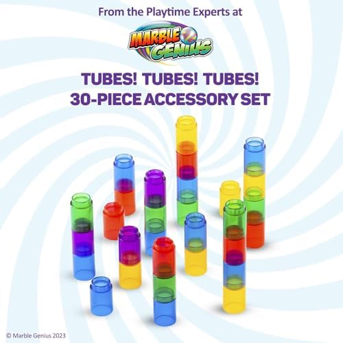 Marble Genius Tubes, 30pcs Marble Run Accessory Set for Kids Ages 4+, Fun Building & Learning Educational Construction Add-on Kit for Teens STEM - Image 2