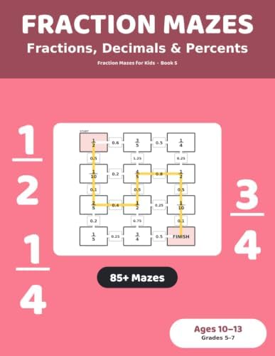 Fraction Mazes: Fraction Conversions: 85+ Maze Puzzles for Kids Ages 10-13 | Three Number Forms Practice Workbook, Grades 5-7 (Fraction Mazes for Kids) by Unknown